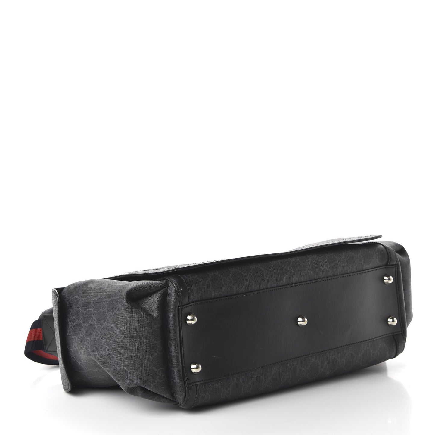 GG Supreme Monogram Web Messenger Diaper Bag Black Grey
