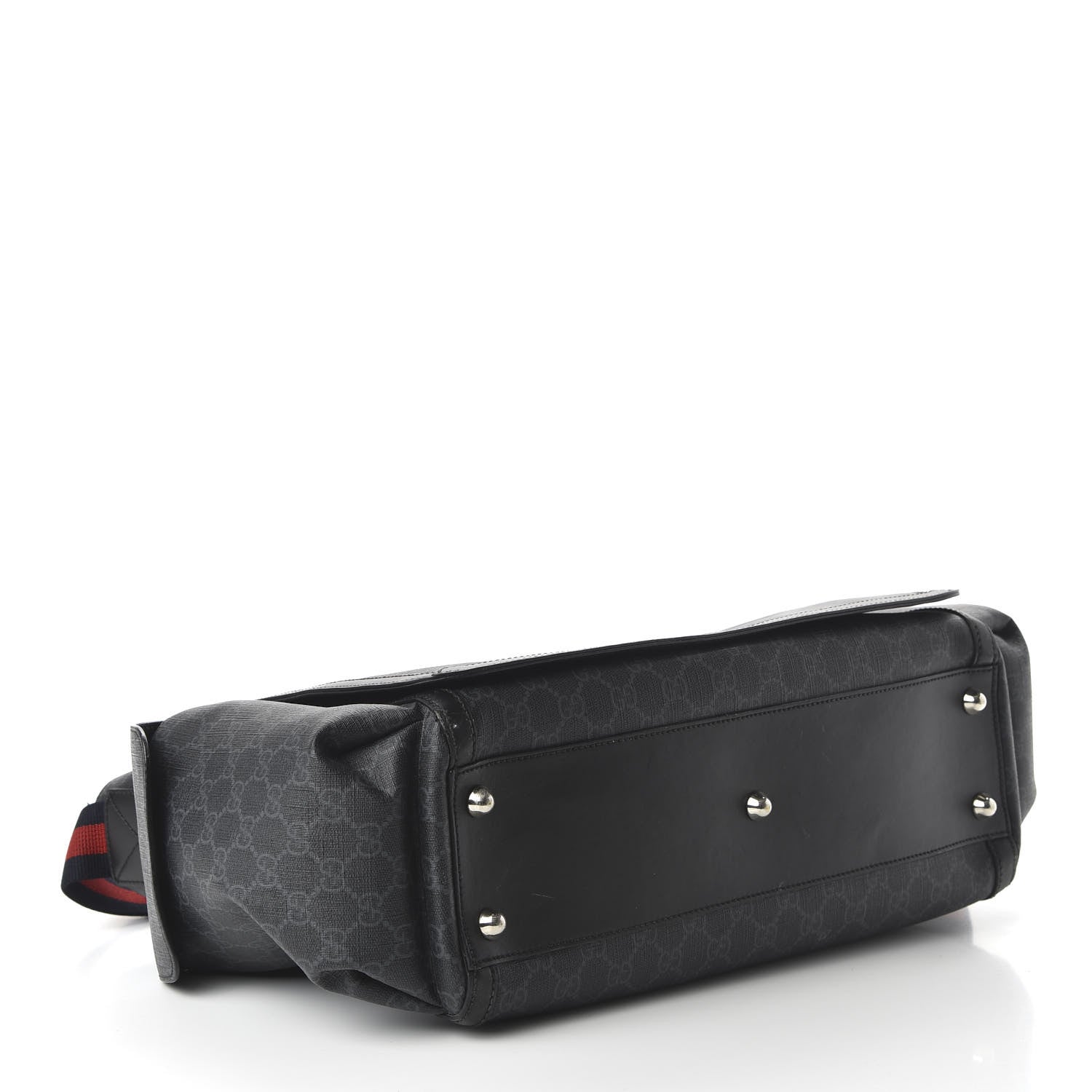 Gucci GG Supreme Monogram Web Messenger Diaper Bag Black Grey 4 of 17