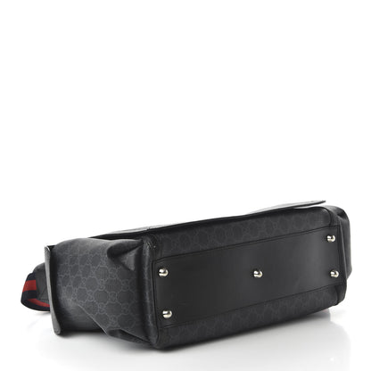 Gucci GG Supreme Monogram Web Messenger Diaper Bag Black Grey 4 of 17