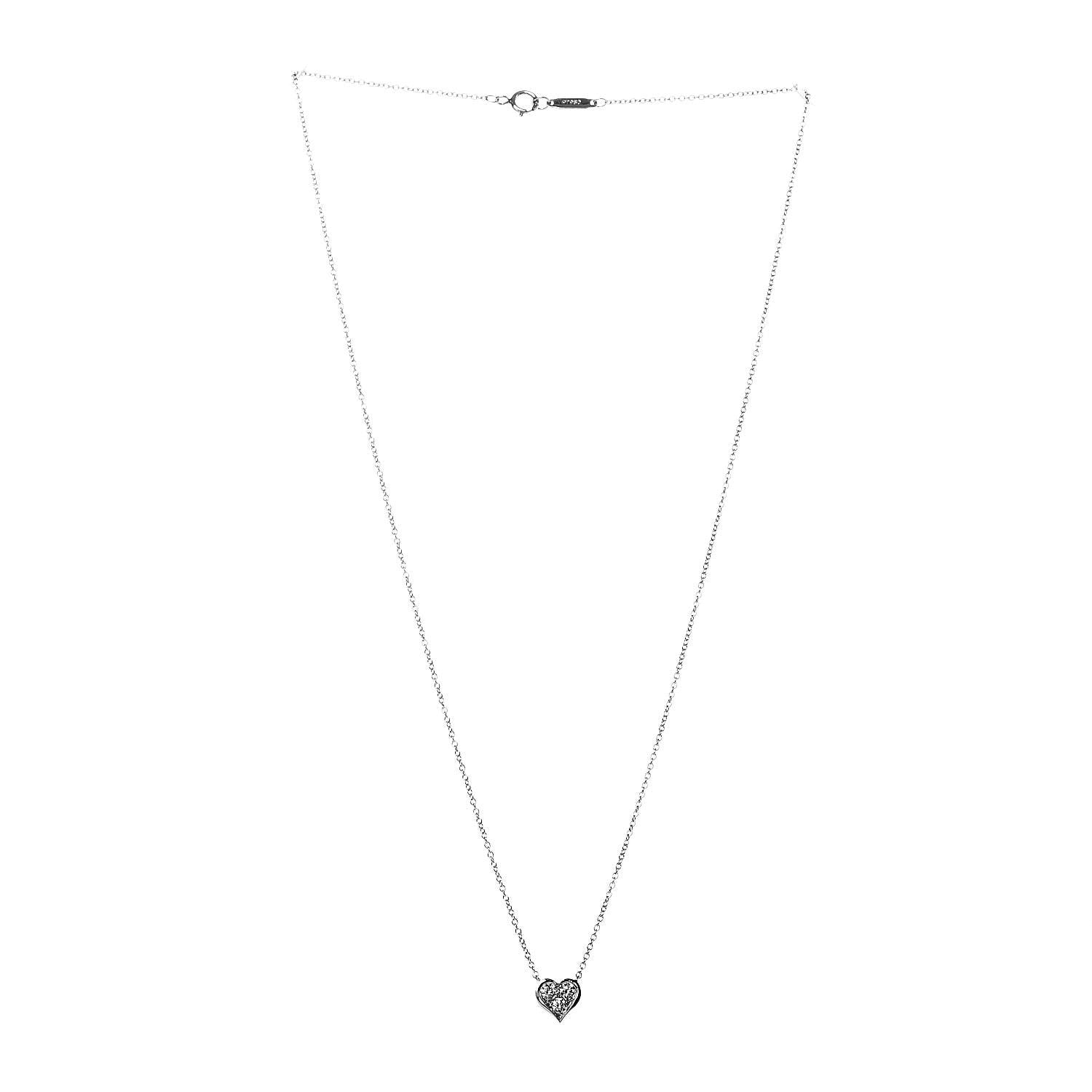 Tiffany Platinum Diamond Heart Pendant Necklace 3 of 5