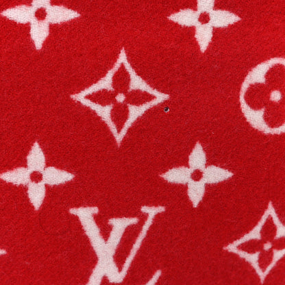 Louis Vuitton X SUPREME Wool Cashmere Cushion LV Pillow Red White 4 of 5