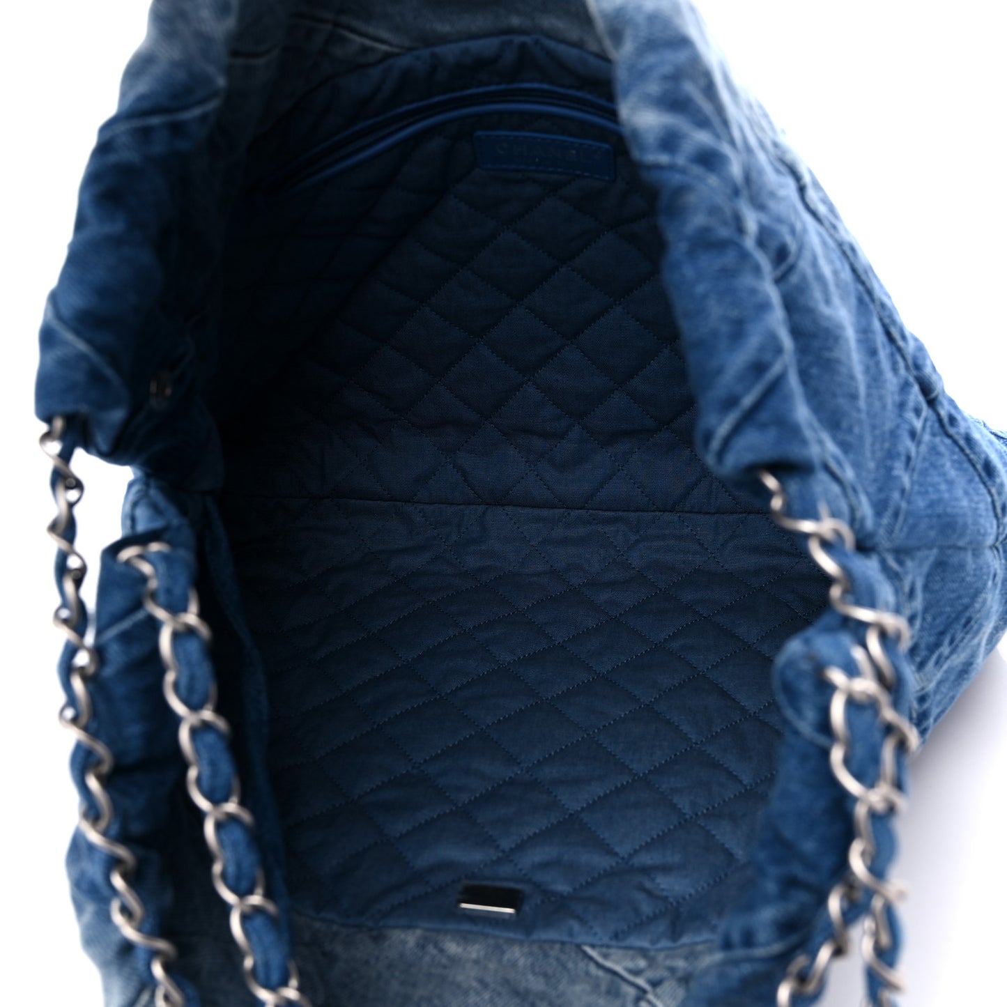 Denim Quilted Chanel 22 Blue