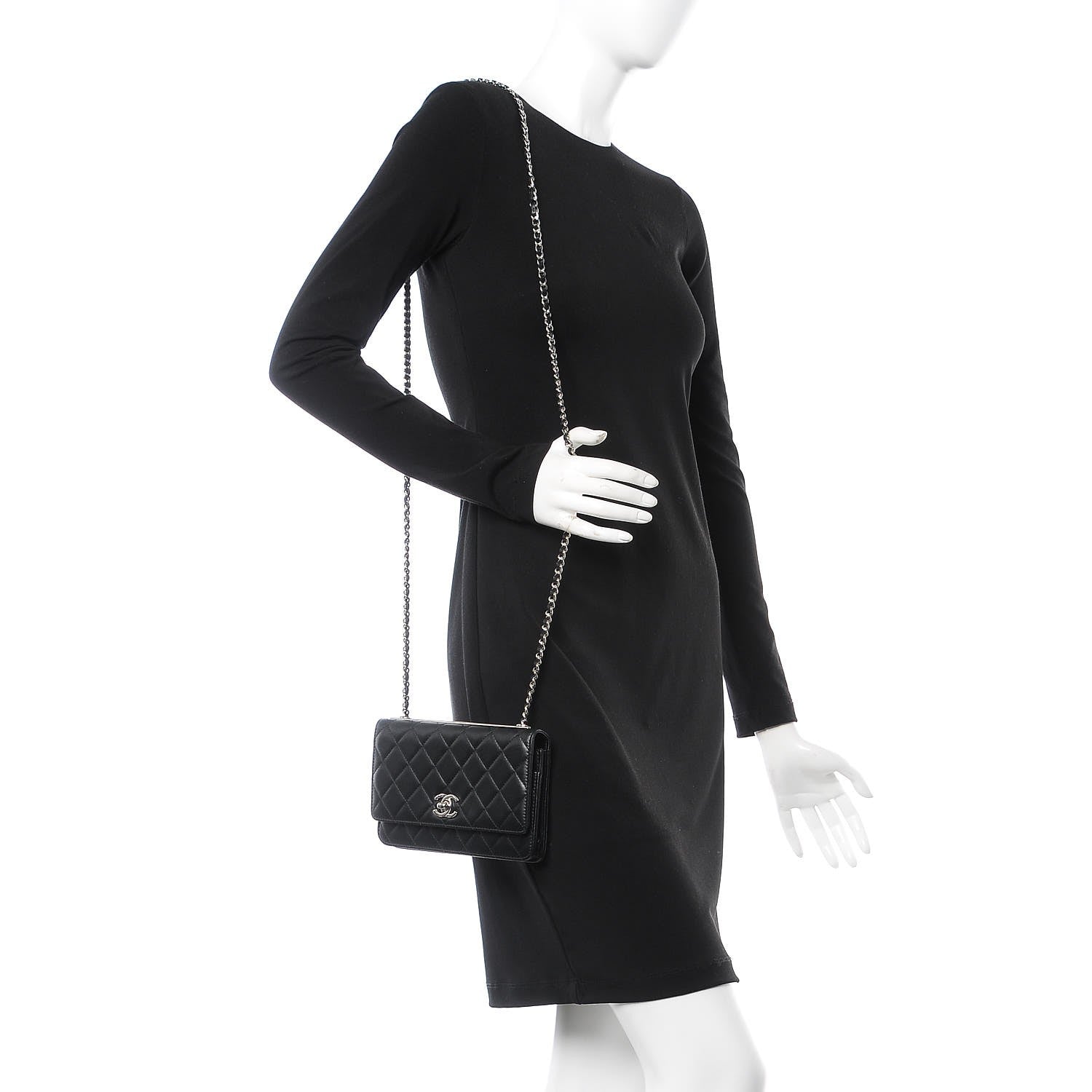 Chanel Lambskin Quilted Trendy CC Wallet On Chain WOC Black 2 of 10