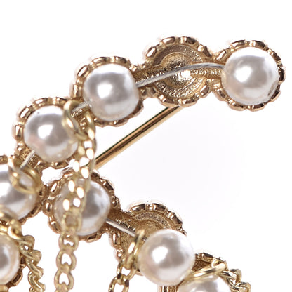 Chanel Pearl CC Dangle Brooch Gold 8 of 9