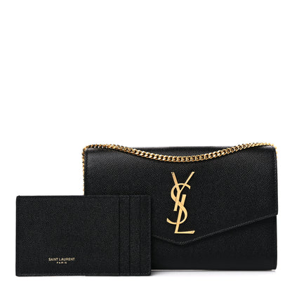Saint Laurent Grain de Poudre Uptown Chain Wallet Black 1 of 10