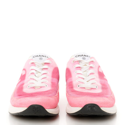 Chanel Denim Suede Calfskin Womens CC Sneakers 40 Pink 3 of 9