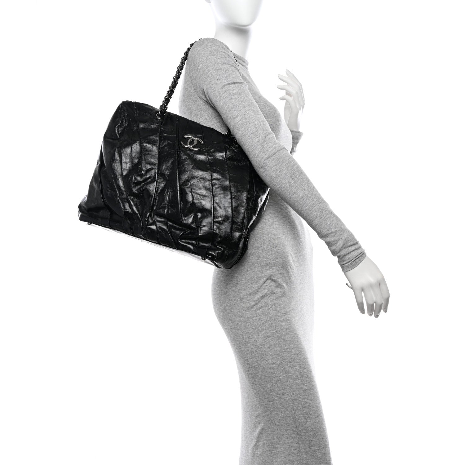 Chanel Glazed Calfskin Large Twisted Tote Black 2 of 10