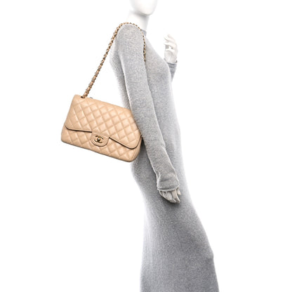 Chanel Caviar Quilted Jumbo Double Flap Beige 2 of 12