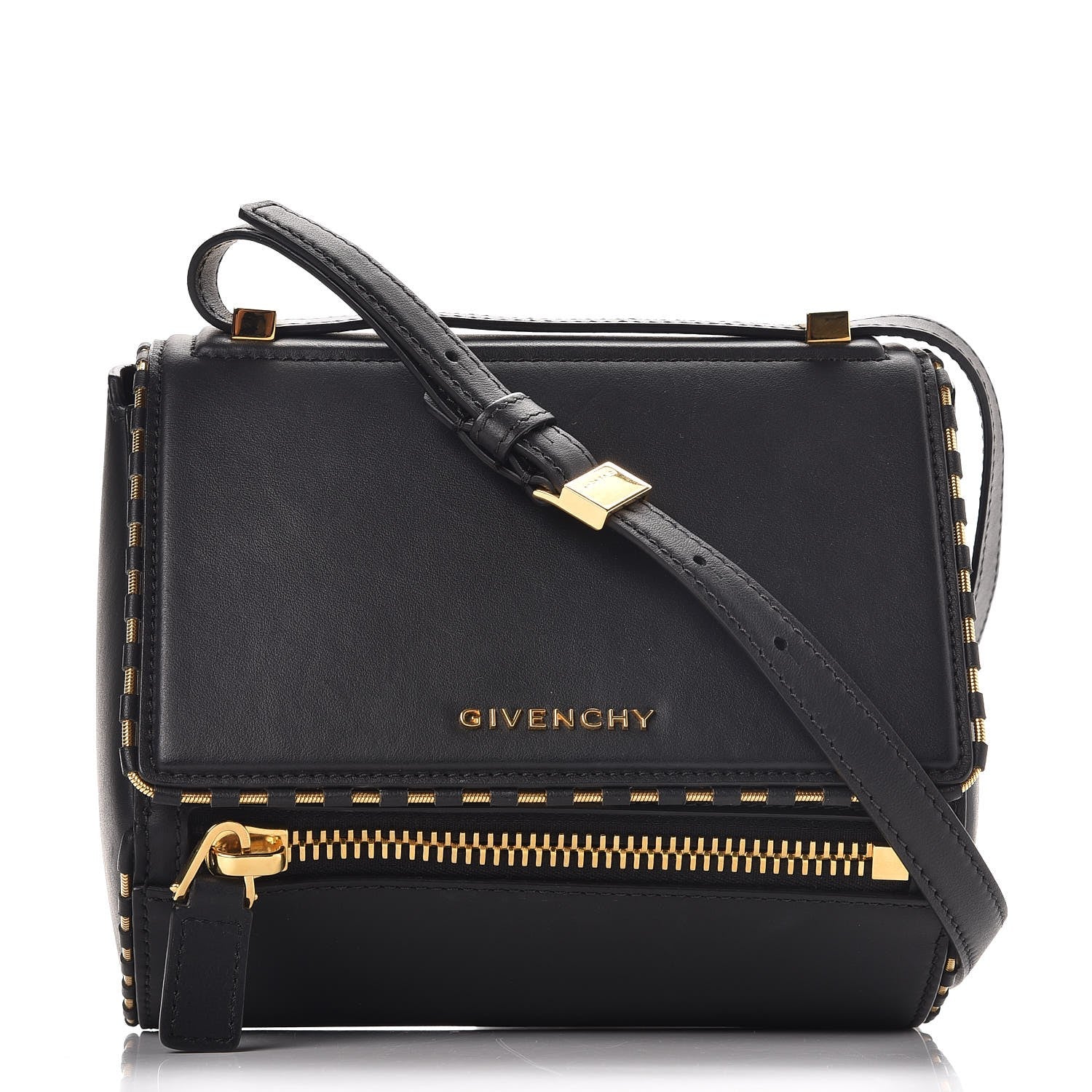 Givenchy Calfskin Chain Detail Mini Pandora Box Crossbody Bag Black 1 of 8