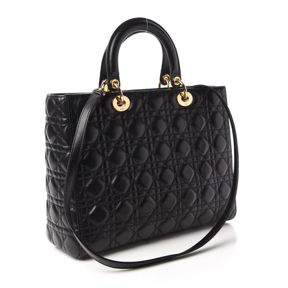 Christian Dior Lambskin Cannage Large Lady Dior Black 3 of 10