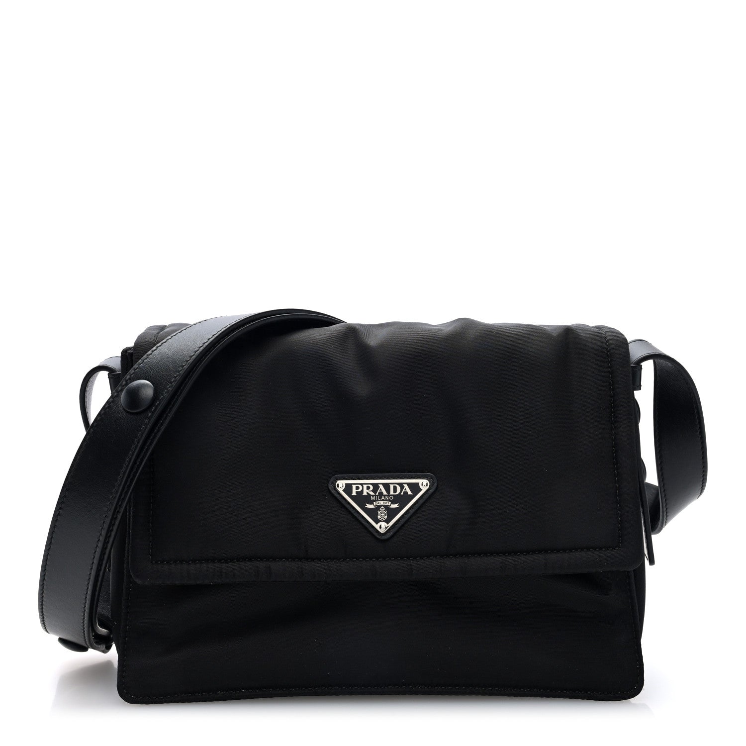 Prada Re-Nylon Vitello Padded Small Flap Shoulder Bag Black 1 of 9