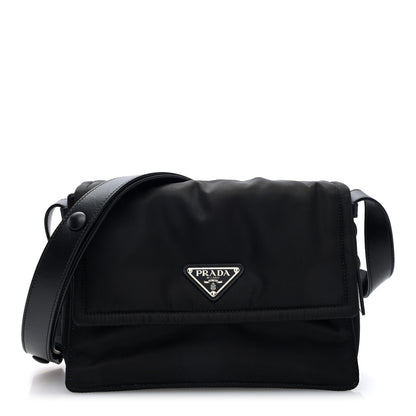 Prada Re-Nylon Vitello Padded Small Flap Shoulder Bag Black 1 of 9