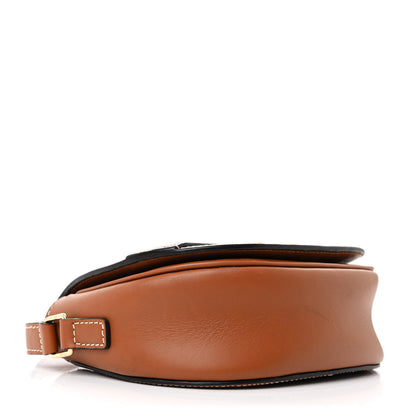 Celine Maillon Triomphe Jacquard Canvas Calfskin Small Crecy Bag Navy Tan 4 of 12