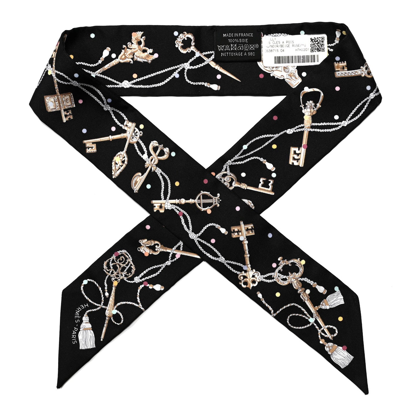 Silk Les Cles A Pois Twilly Black Beige Rose Multicolor