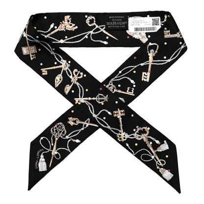Hermes Silk Les Cles A Pois Twilly Black Beige Rose Multicolor 1 of 4