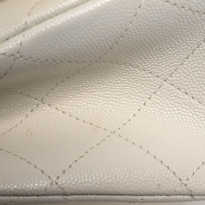 Chanel Caviar Quilted Jumbo Double Flap White 13 of 22