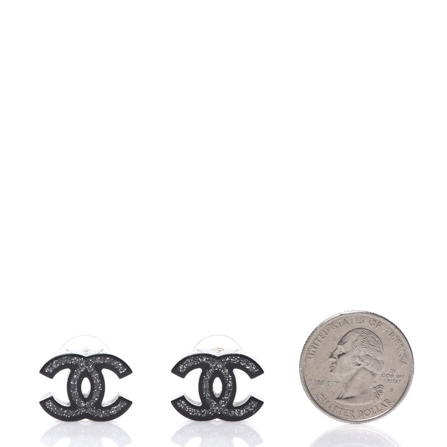 Glitter Resin CC Earrings Silver Black