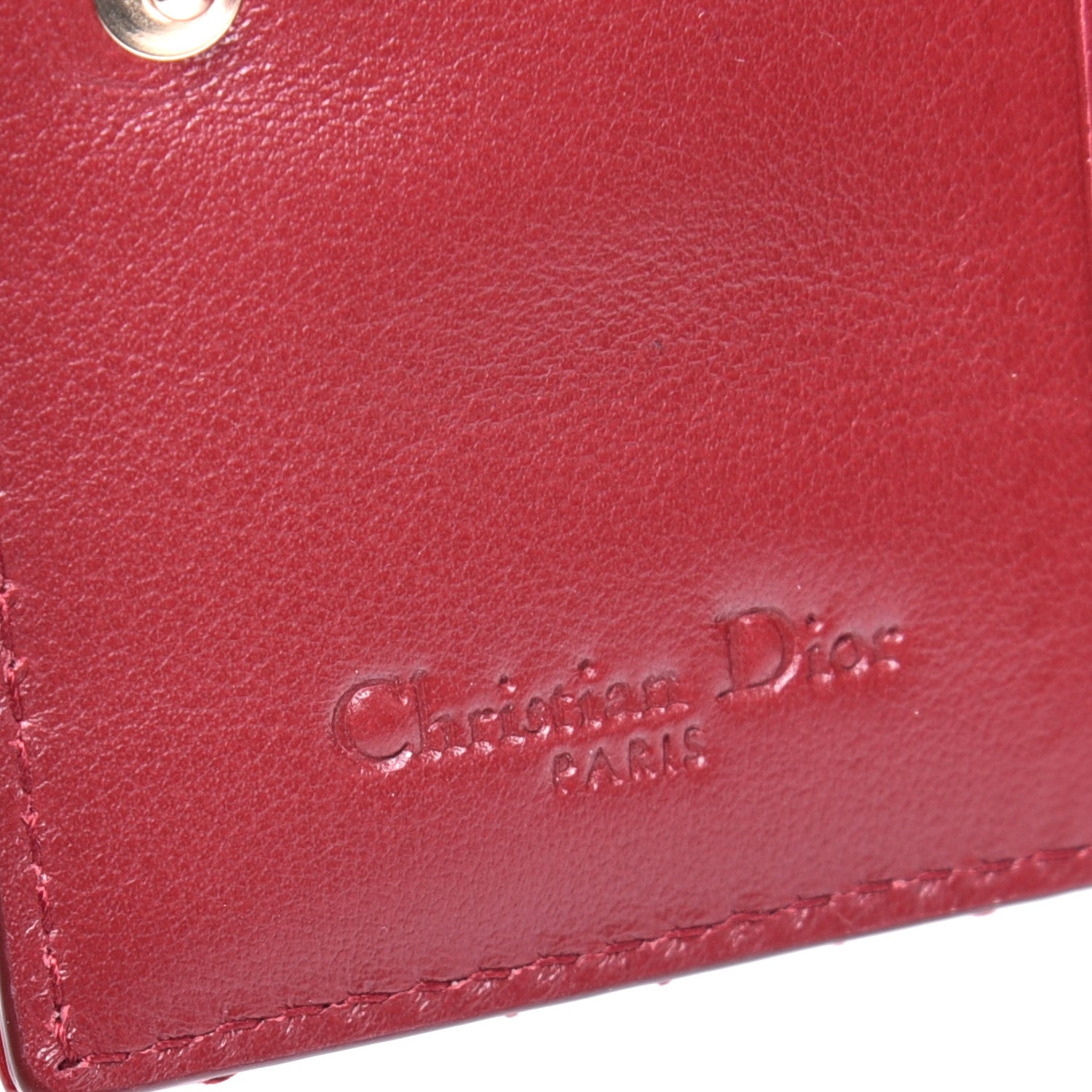 Christian Dior Patent Cannage Small Lady Dior Flap Card Holder Scarlet 6 of 9