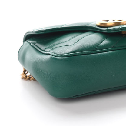 Gucci Calfskin Matelasse Super Mini GG Marmont Shoulder Bag Emerald Green 7 of 8