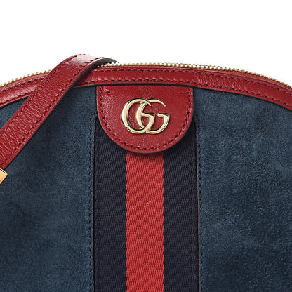 Gucci Suede Calfskin Web Small Ophidia Dome Shoulder Bag New Blue Romantic Cherry 11 of 11