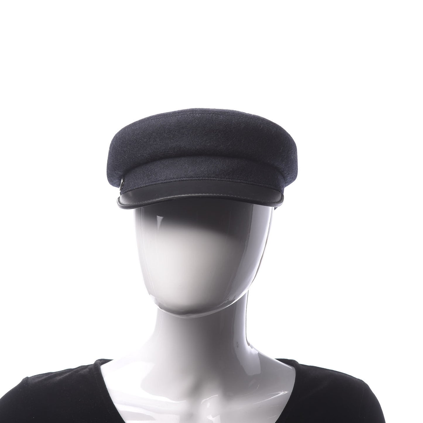 Glossy Lambskin Wool Womens Vauban Cap 57 Marine Black