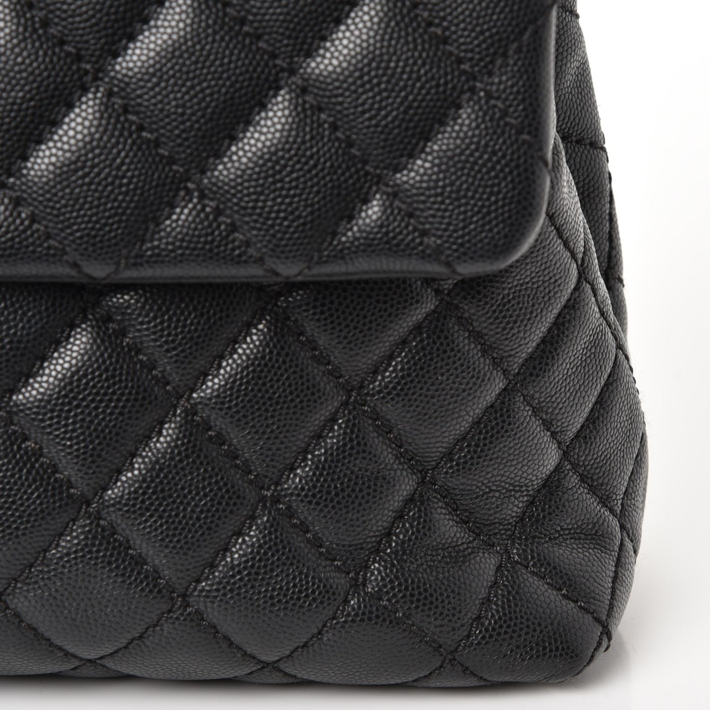 Caviar Quilted Medium Coco Handle Flap Black