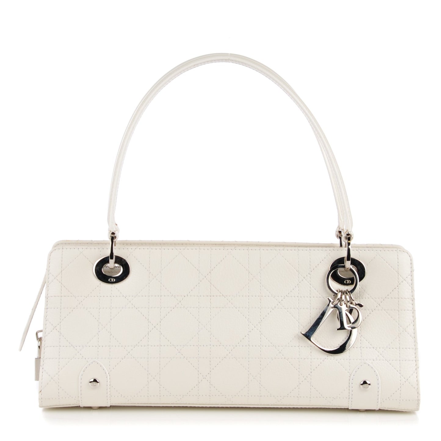 Calfskin Cannage Stitched East West Lady Dior White