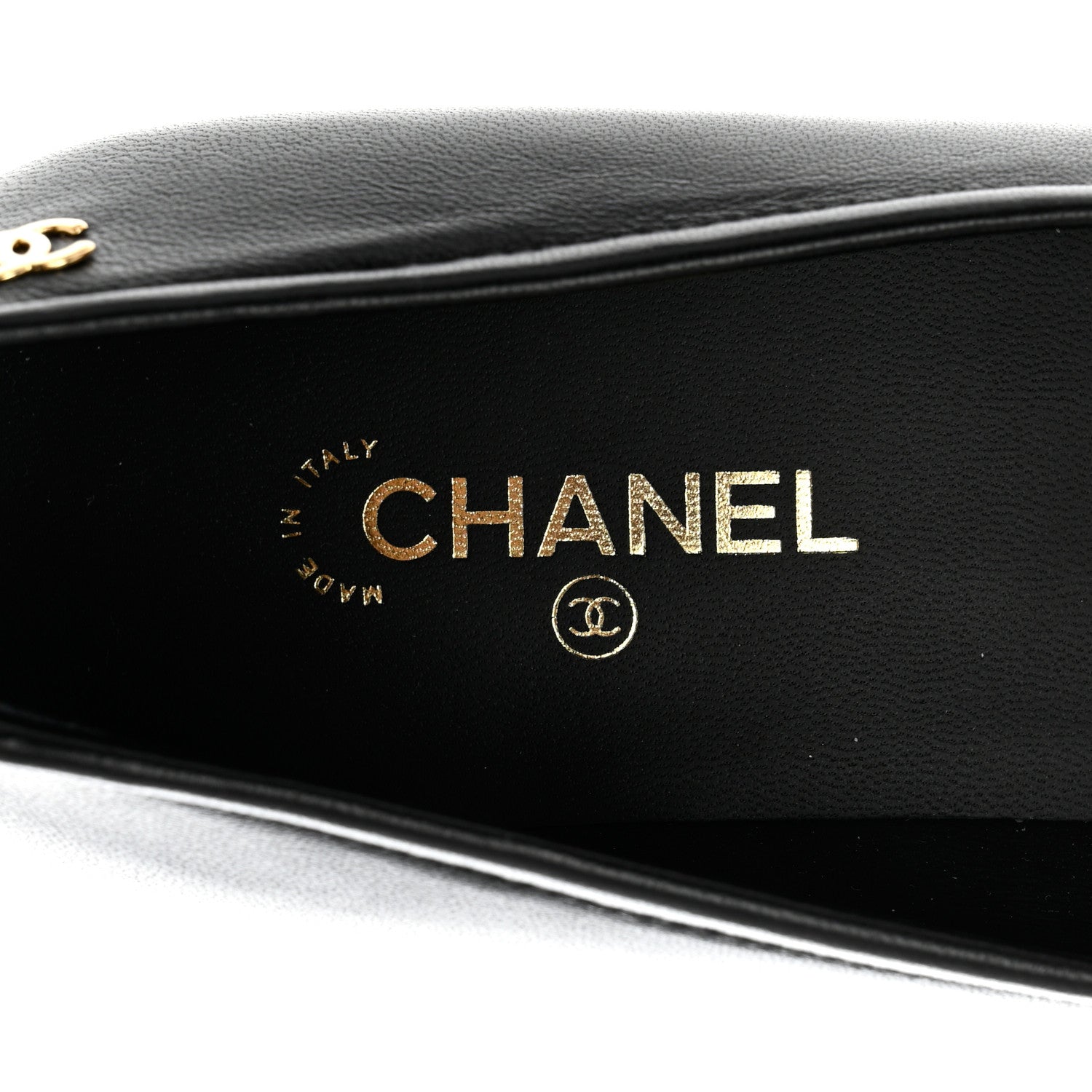 Chanel Lambskin Grosgrain Pearl Cap Toe CC Pumps 37 Black 7 of 9