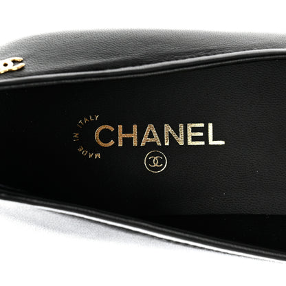 Chanel Lambskin Grosgrain Pearl Cap Toe CC Pumps 37 Black 7 of 9