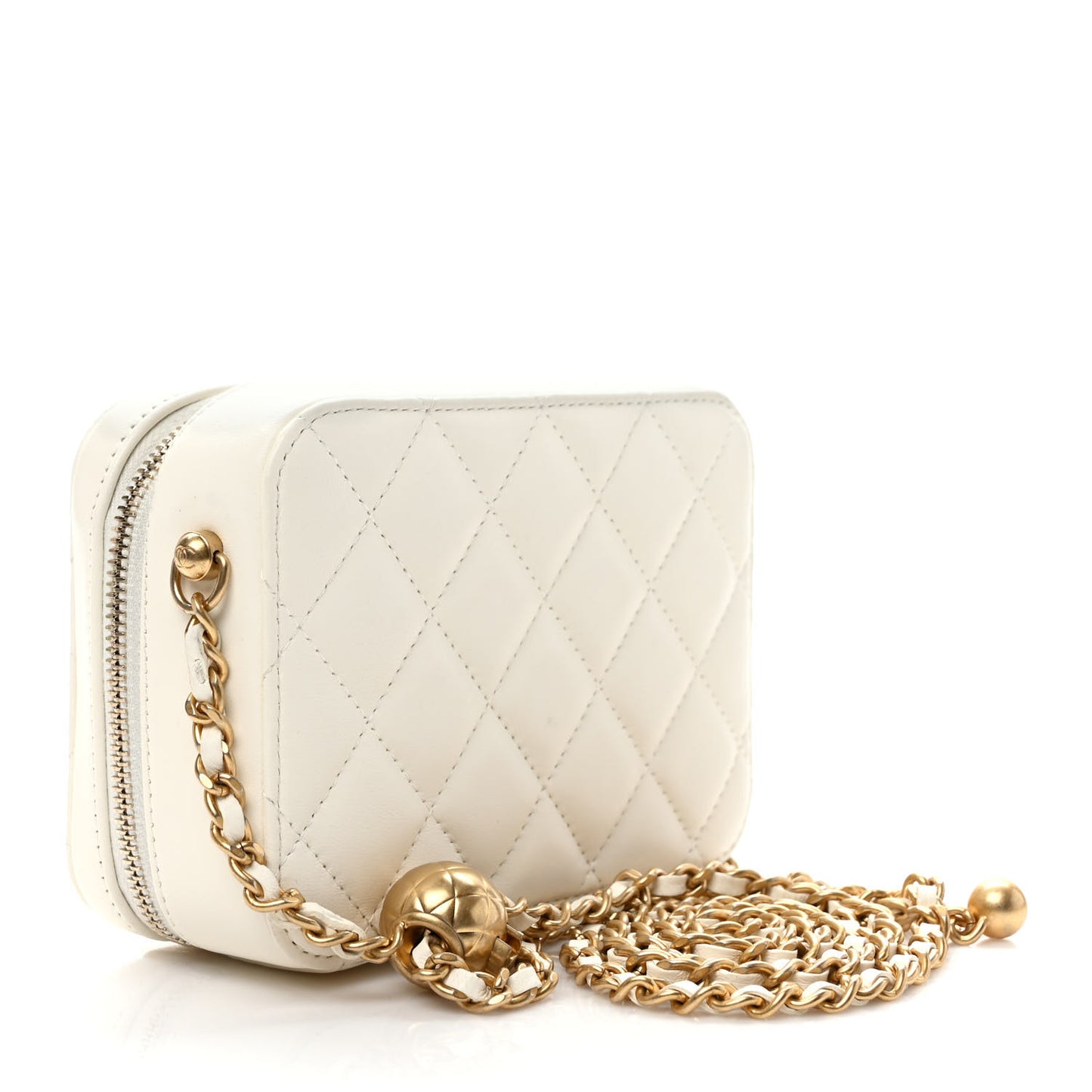 Lambskin Quilted CC Pearl Crush Camera Case White