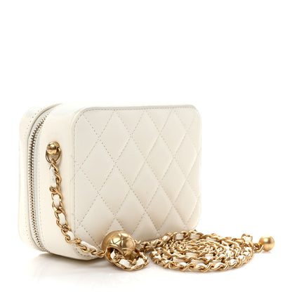 Chanel Lambskin Quilted CC Pearl Crush Camera Case White 2 of 9