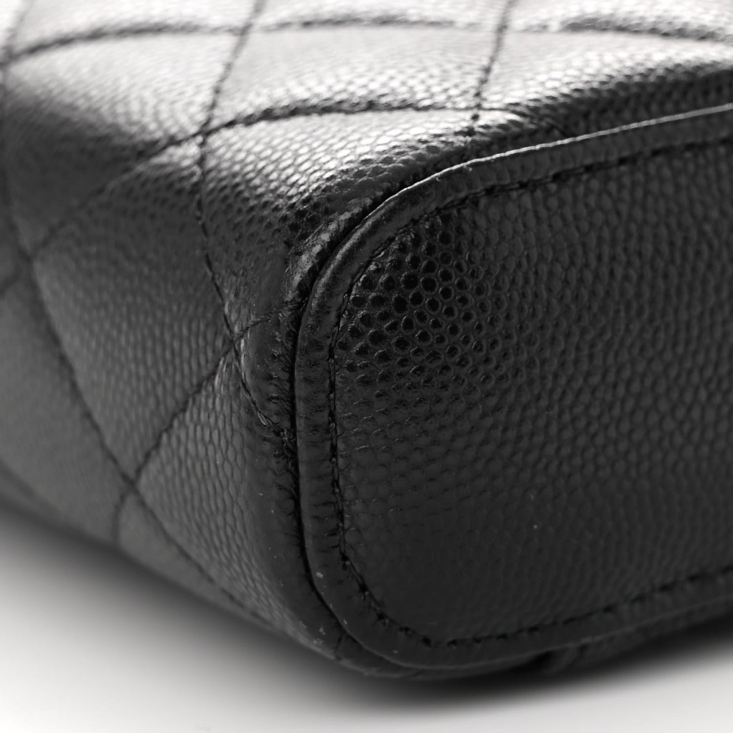 Caviar Quilted Phone Holder With Chain Black