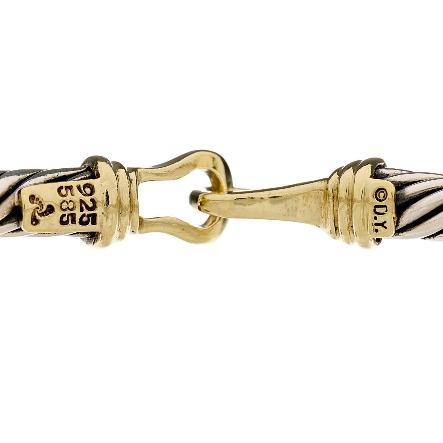 David Yurman Sterling Silver 14K Yellow Gold 5mm Cable Classic Buckle Bracelet 3 of 3