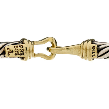 David Yurman Sterling Silver 14K Yellow Gold 5mm Cable Classic Buckle Bracelet 3 of 3