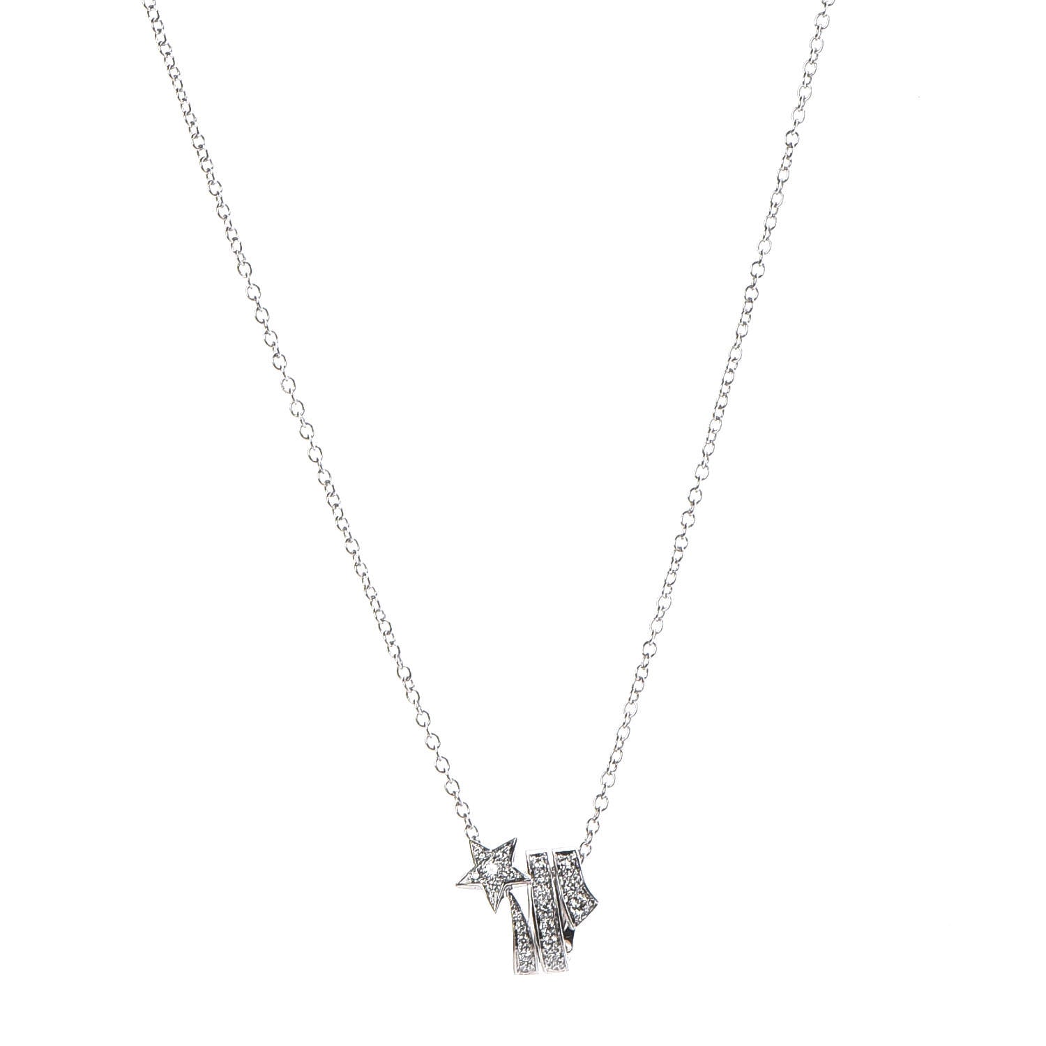 Chanel 18K White Gold Diamond Etoile Filante Pendant Necklace 1 of 8