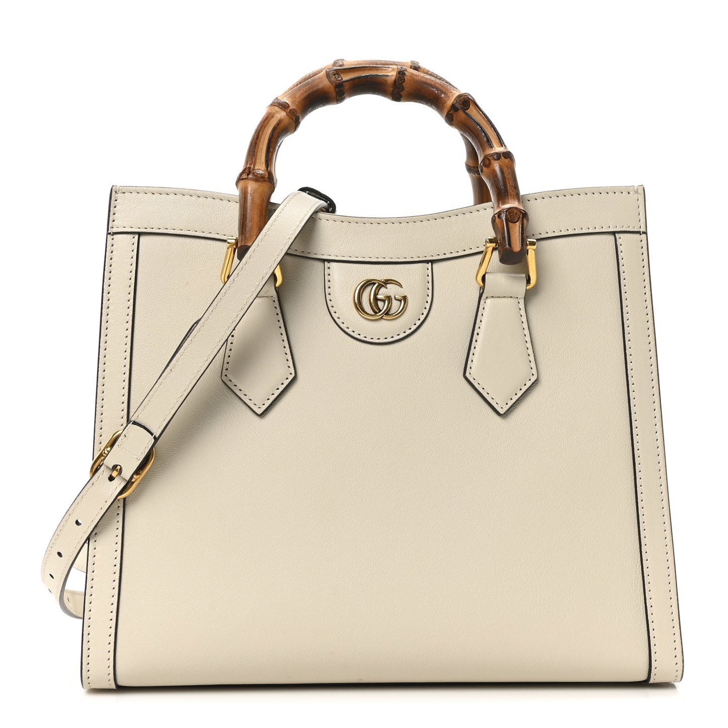 Wonka Grain Calfskin Small Diana Tote Bag Mystic White Cuir