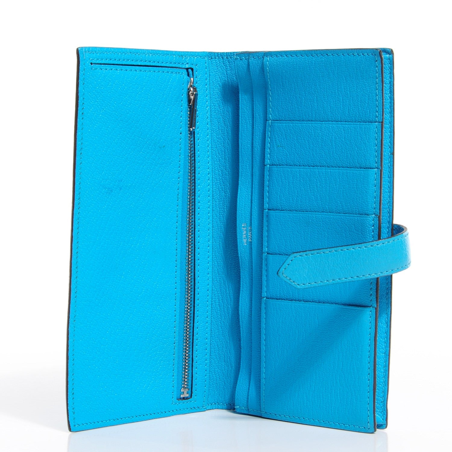 Hermes Chevre Mysore Bearn Gusset Wallet Bleu Azteque 2 of 10