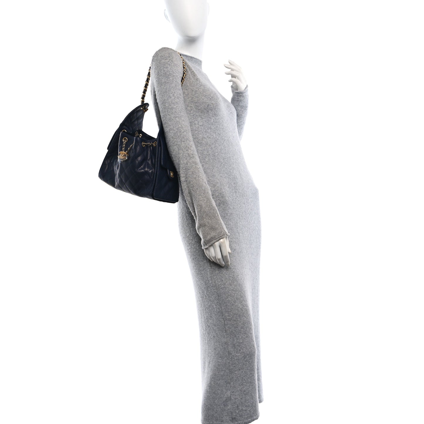 Caviar Quilted Small Chanel 25 Handbag Dark Navy