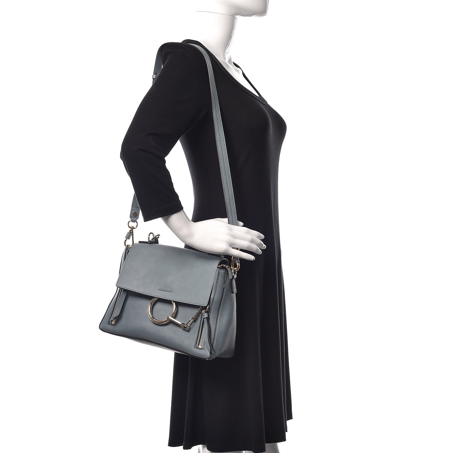Calfskin Small Faye Day Shoulder Bag Cloudy Blue