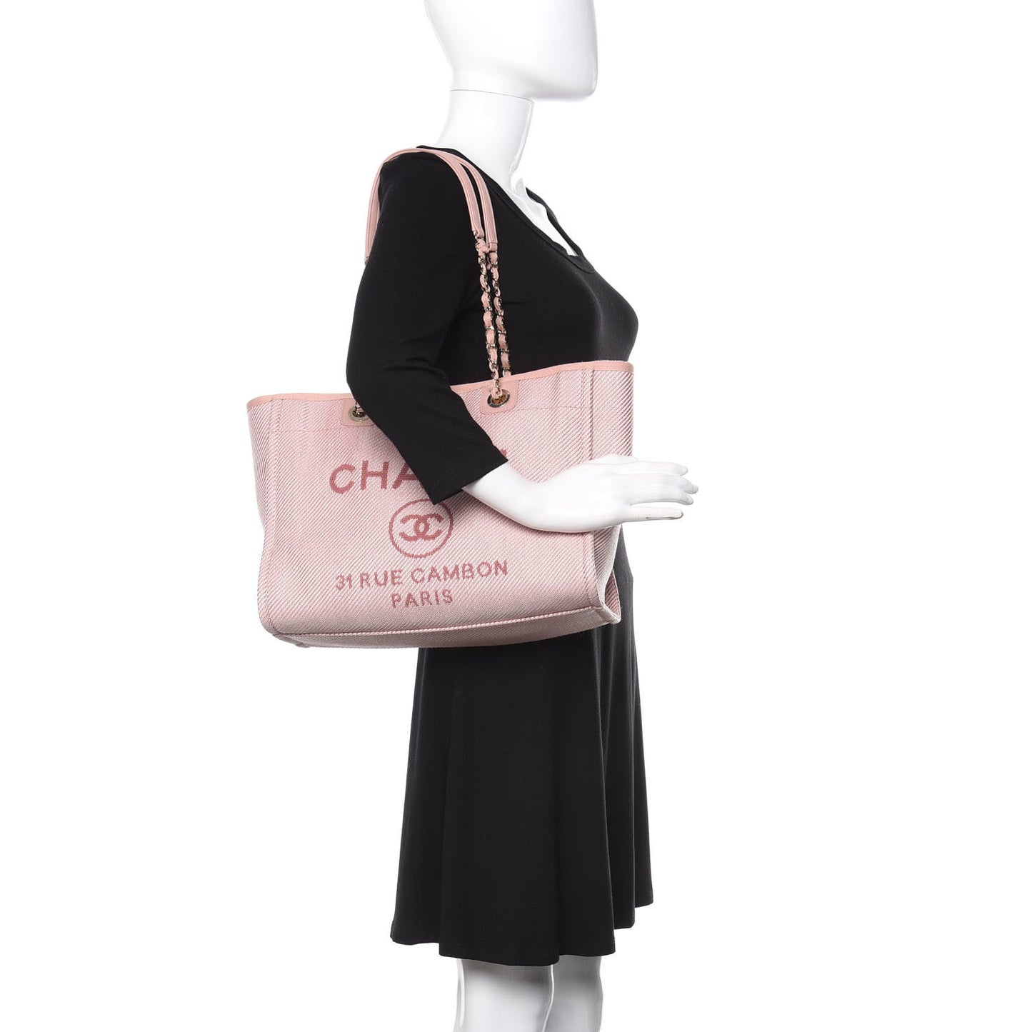 Mixed Fibers Calfskin Small Deauville Tote Rose Pink
