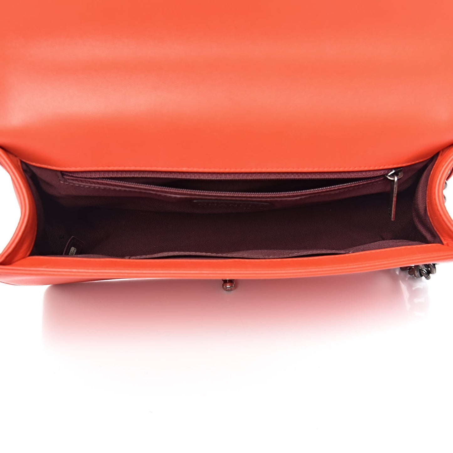 Wrinkled Lambskin Chevron Quilted New Medium Boy Flap Orange