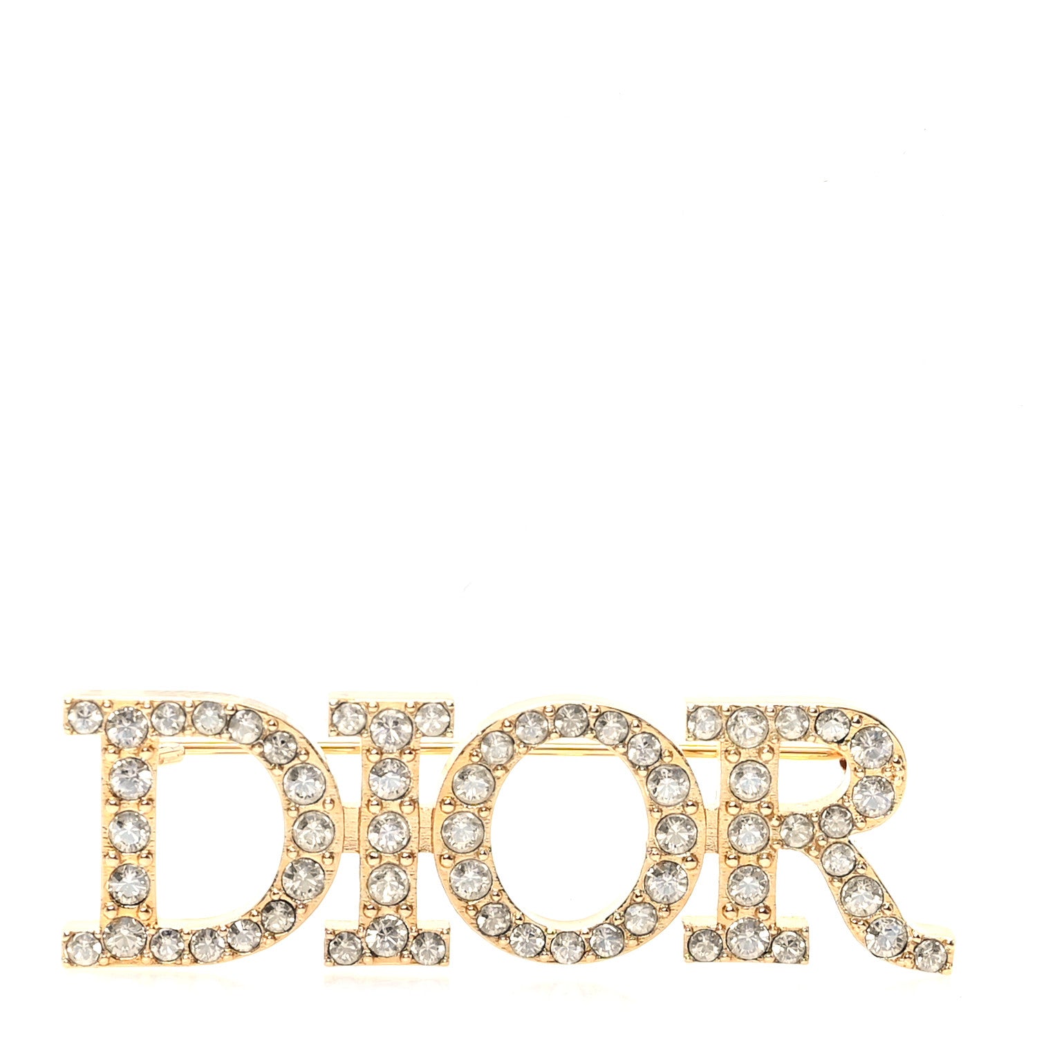 Christian Dior Crystal Dior Logo Brooch Gold 1 of 3
