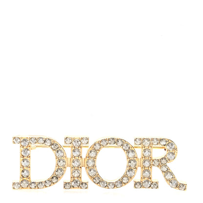 Christian Dior Crystal Dior Logo Brooch Gold 1 of 3