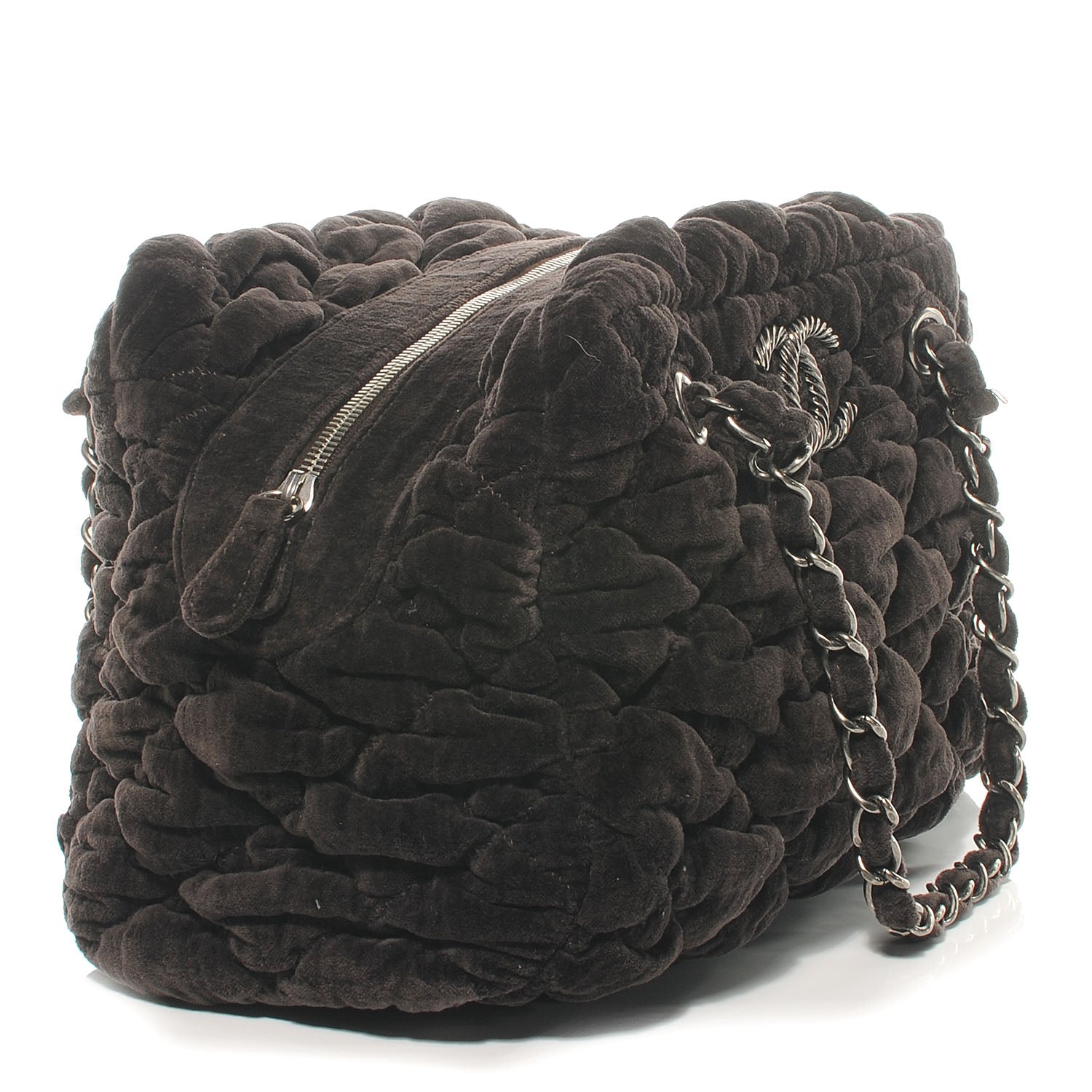 Chanel Velour Bubble Quilt Moscow Bowler Brown 6 of 8
