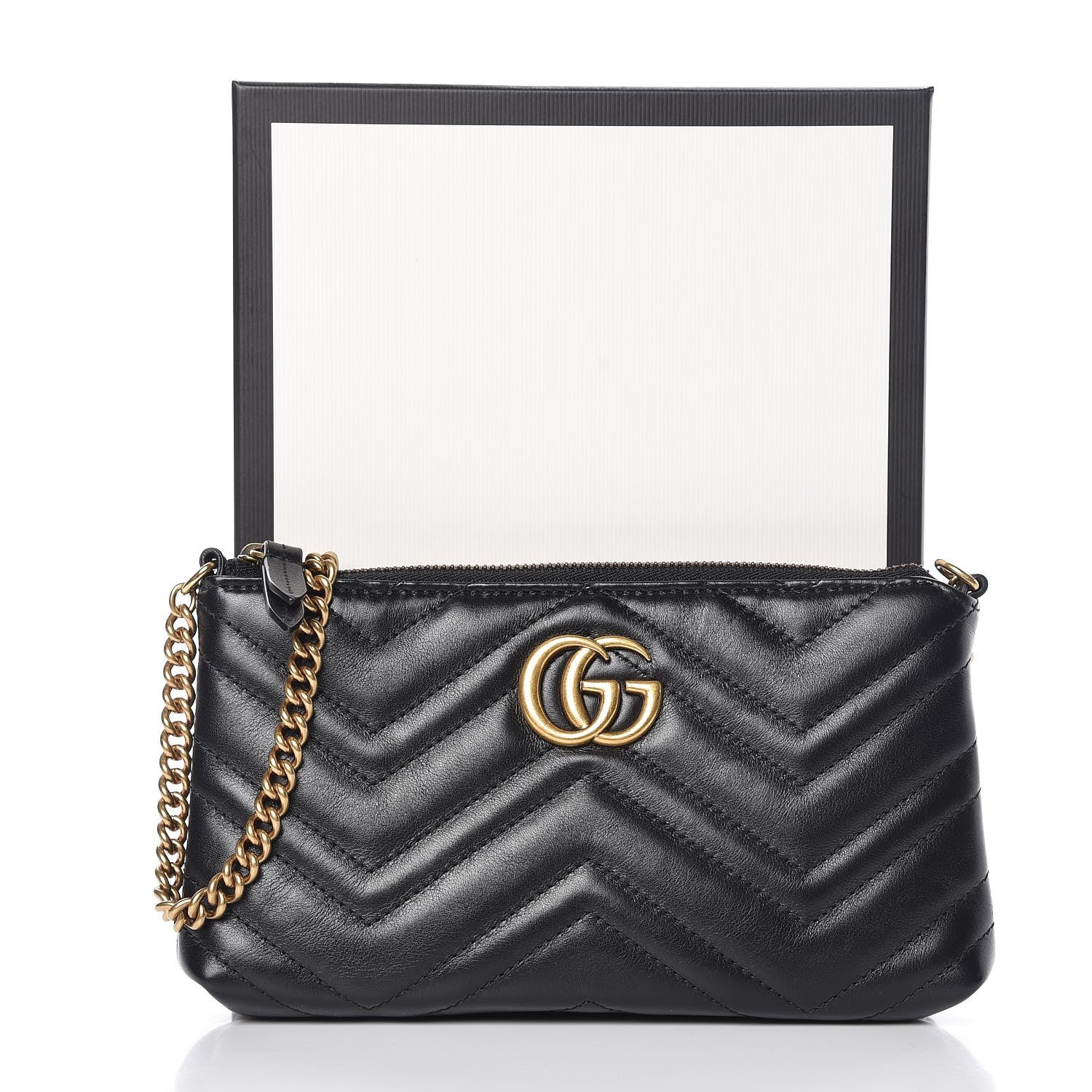 Gucci Calfskin Matelasse Mini GG Marmont Chain Bag Black 7 of 7