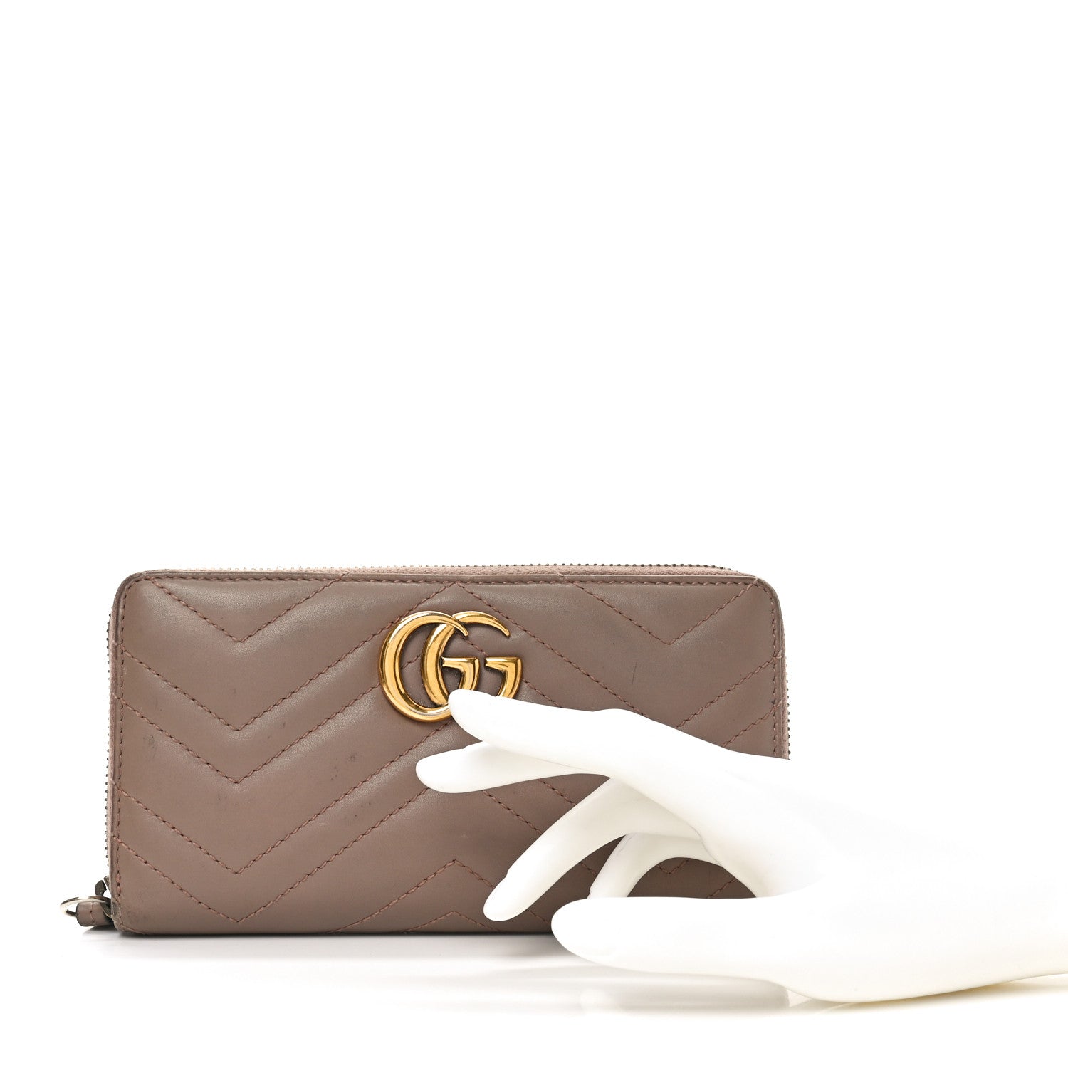 Gucci Calfskin Matelasse GG Marmont Zip Around Organizer Wallet Porcelain Rose 2 of 10