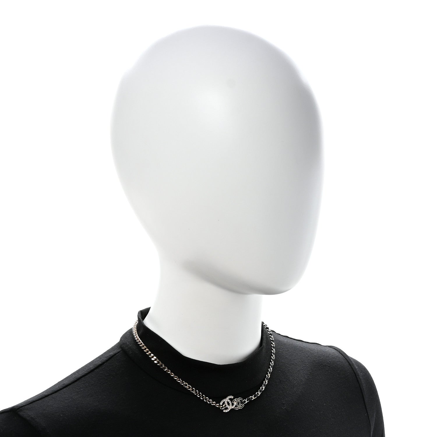 Chanel Lambskin Crystal CC Chain Choker Necklace Black Gold 2 of 6