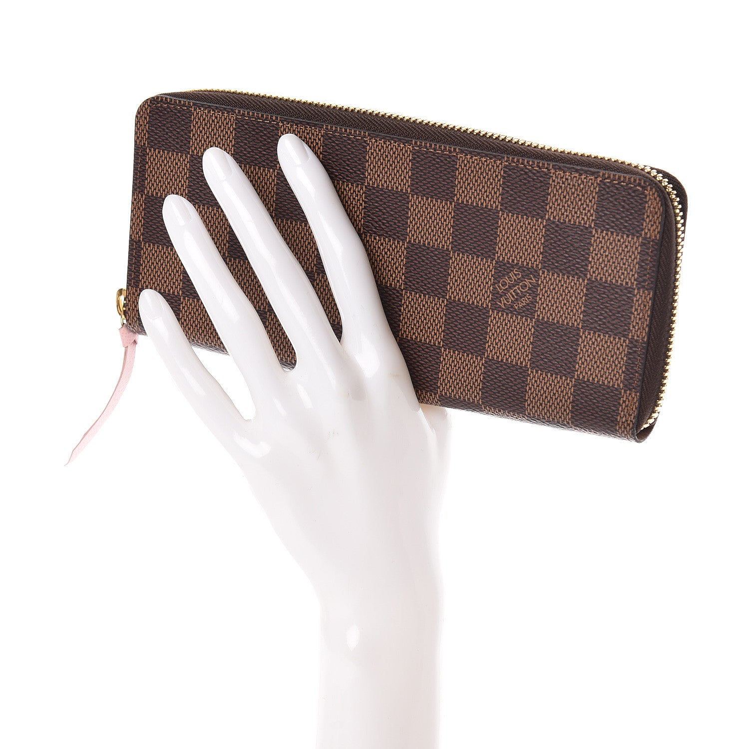 Louis Vuitton Damier Ebene Clemence Wallet Rose Ballerine 2 of 6