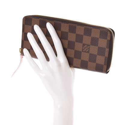 Louis Vuitton Damier Ebene Clemence Wallet Rose Ballerine 2 of 6