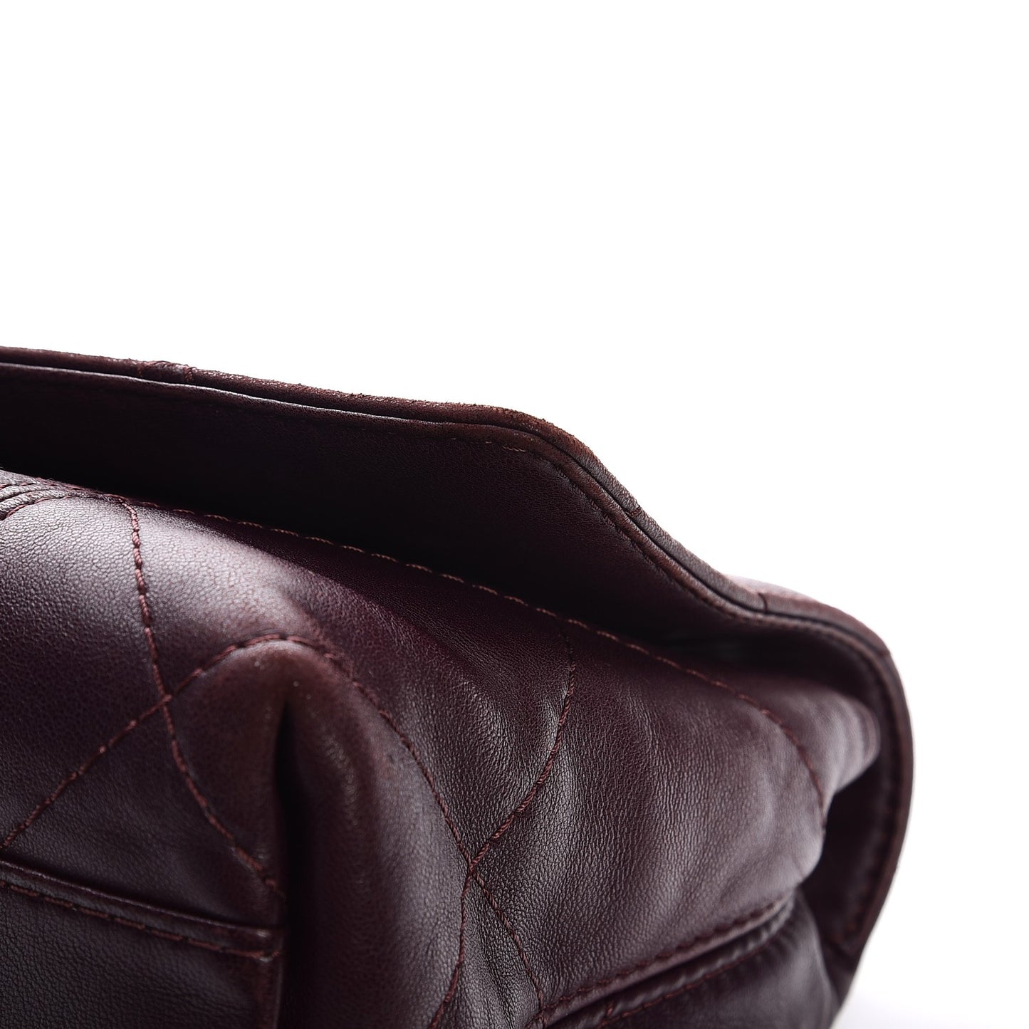 Lambskin Quilted Large Soft Touch Flap Burgundy